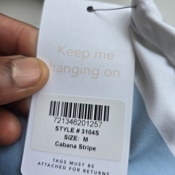 Lively Keep Me Hanging On Bikini Bra Womens Sz M Cabana Stripe Blue White New - Picture 8 of 10